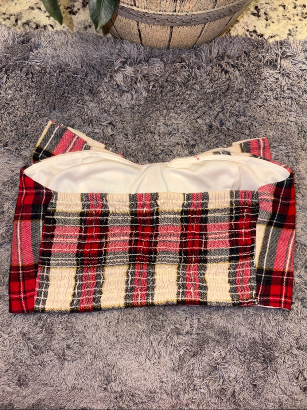Show Me Your MuMu Red Plaid Bow Tube Top - Picture 2 of 5